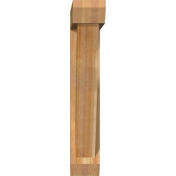 Traditional Slat Rough Sawn Bracket W/ Offset Brace, Western Red Cedar, 6W X 26D X 34H